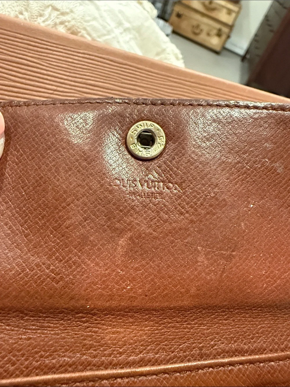 VINTAGE Louis Vuitton Brown & Tan Monogram double side Snap Wallet